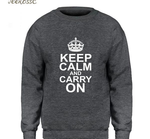 

keep calm and carry on hoodie men letters printed sweatshirt gray sweatshirts 2020 winter autumn fleece warm sportswear homme, Black