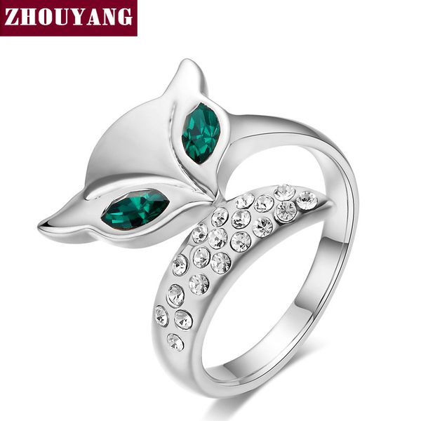 

cluster rings zyr195 crystal ring silver color austrian crystals full sizes, Golden;silver