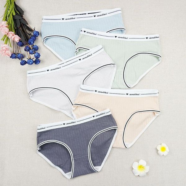 

new panties cotton 3pcs/lots briefs for women panty thread breathable underwear inscription shorts female underpants wholesale, Black;pink