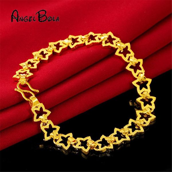 

brass 24k gold bracelet love heart charm alluvial gold jewelry bracelets for women adjustable flower bracelet no fade, Black