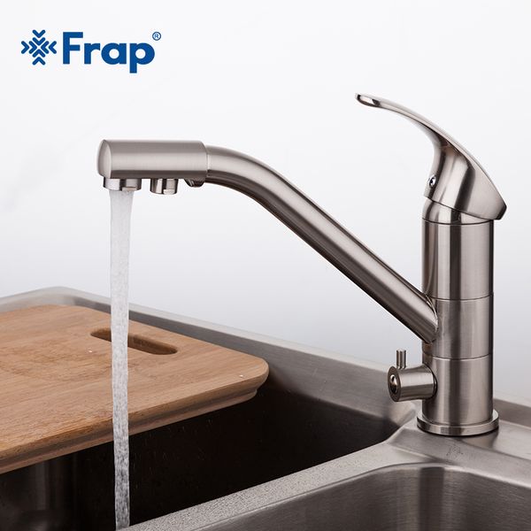 

high-end brass body nickel brushed kitchen faucet sink mixer tap 360 degree rotation with water purification features f4321-5