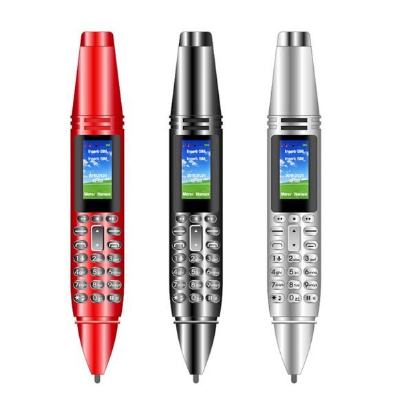 

unlocked 2g gsm recording pen mini cell phones 0.96" tiny screen dual sim card camera torch bluetooth dialer mobile cellphone