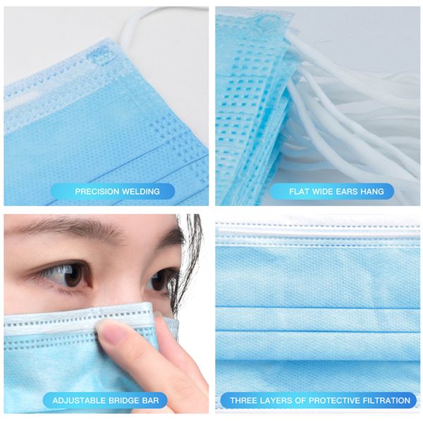 

DHL Free Shipping!IN STOCK! Disposable 3 Ply Mask Windproof Dustproof Adults Protective Mask Outdoors Work In Stock Fast Delivery