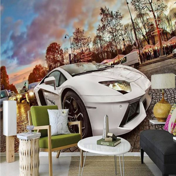 

wallpapers drop custom po wallpaper personality sports car background restaurant living room decoration mural
