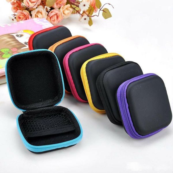

mini eva earphone storage box square with mesh data line zipper bag multi function case organizer dhl free