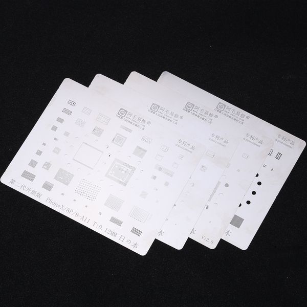 

stainless steel bga reballing stencil for xs max xs 8p 7p 7 6s 6sp 6p 6 pcb cpu a7-a12 reballing plate template