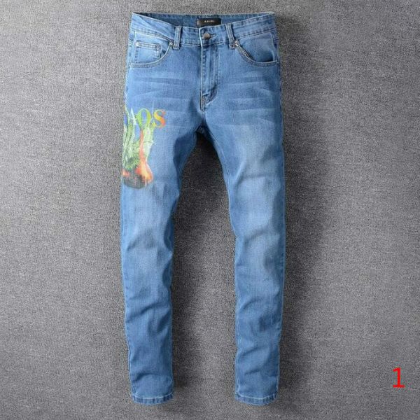 

20s new mens jeans summer fashion trend stretch slim straight jeans denim trend men's casual long pants 2020 new wholesale, Blue