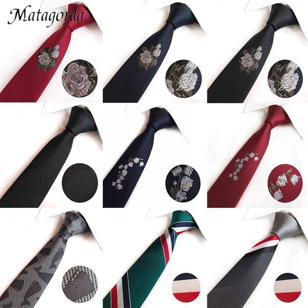 

matagorda silk necktie men tie narrow rose embroidery tie 6cm magnolia embroidery neckwear formal gravata, Black;gray