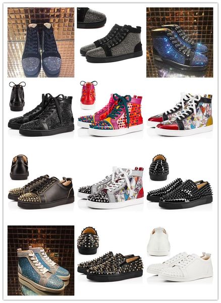 

new mens red bottoms shoes spikes women men chaussures suede leather flat casual shoes party lovers sneakers 36-47, Black