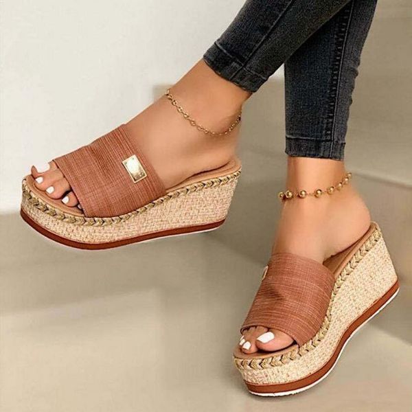 

new summer women wedge slippers platform flip flops soft comfortable 2020 new casual shoes outdoor beach sandals ladies slides, Black