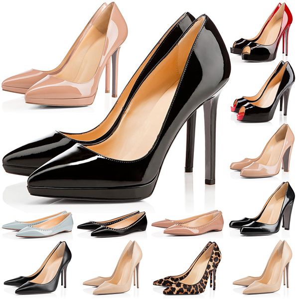 

women high heels red bottoms heels so skate round pointed toe pumps fashion ladies wedding dress sneakers 8cm 10cm 12cm, Black