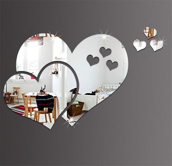 

acrylic mirrors mirror room stickers 3d heart diy wall shape decal creative decorative garden2010 zjwgd
