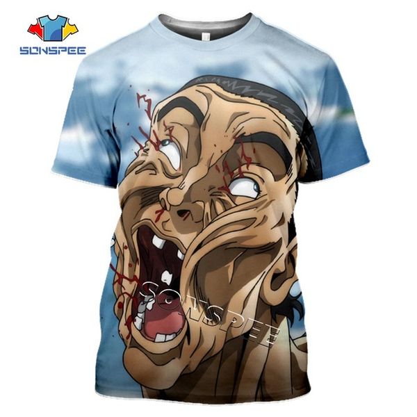 

comic grappler baki japan boxing anime men ninja violent 3d print shirts horror oversized graphic men clothing