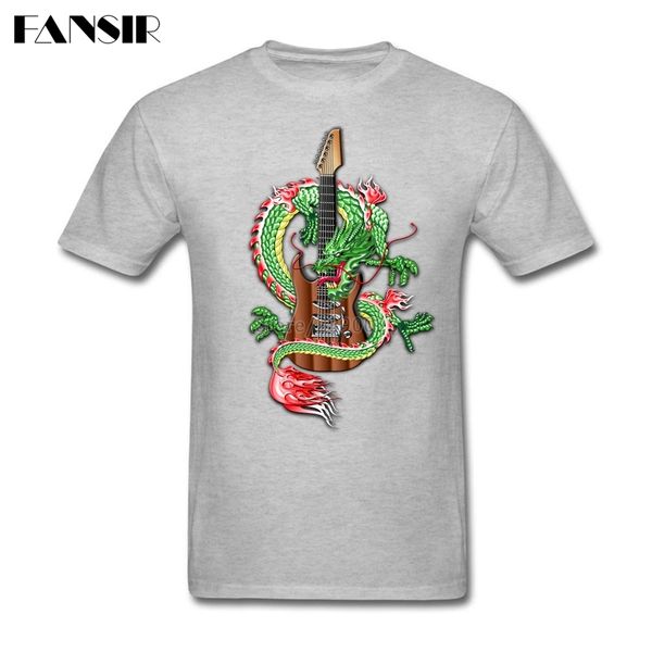 

men t-shirt funny custom cotton short sleeve tshirt male guitar dragon family tee