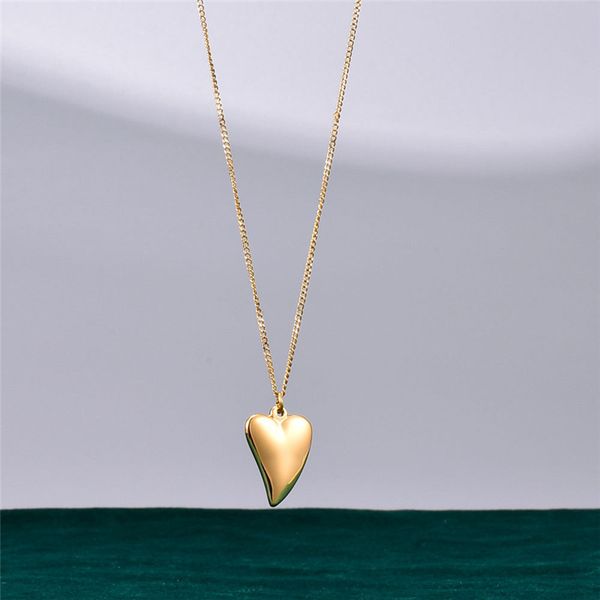 

gold plated stainless steel love heart pendant necklace women fashion jewelry, elegant neck chain female necklaces wedding gift, Silver