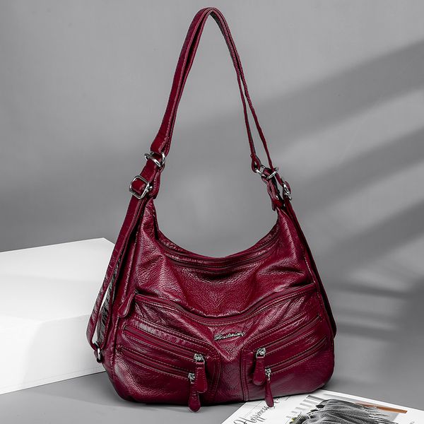 

2020 new women leather luxury handbags soft large capacity casual tote bags female leather shoulder bags female sac