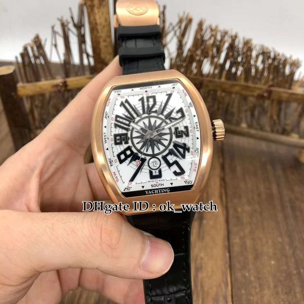 

new version vanguard v45 sc dt yachting mens automatic watch men's collection rose gold case black leather rubber strap gents sport wat, Slivery;brown