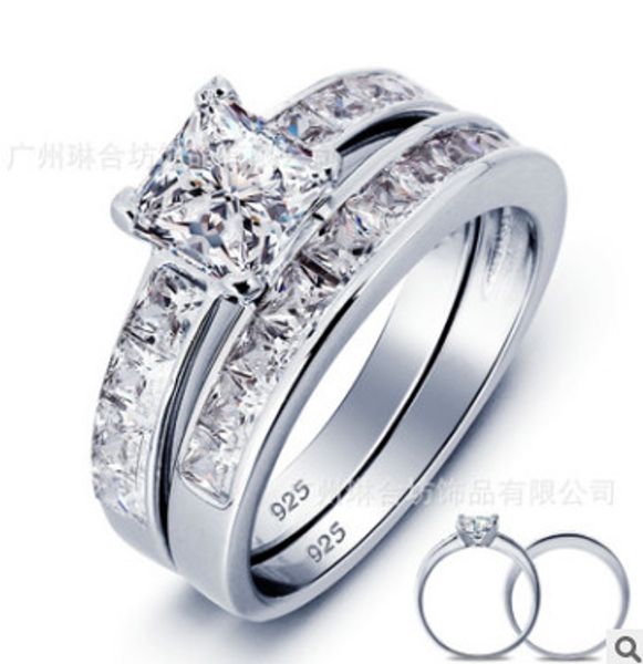 

new real 925 sterling silver wedding ring set for women silver wedding engagement jewelry wholesale n64