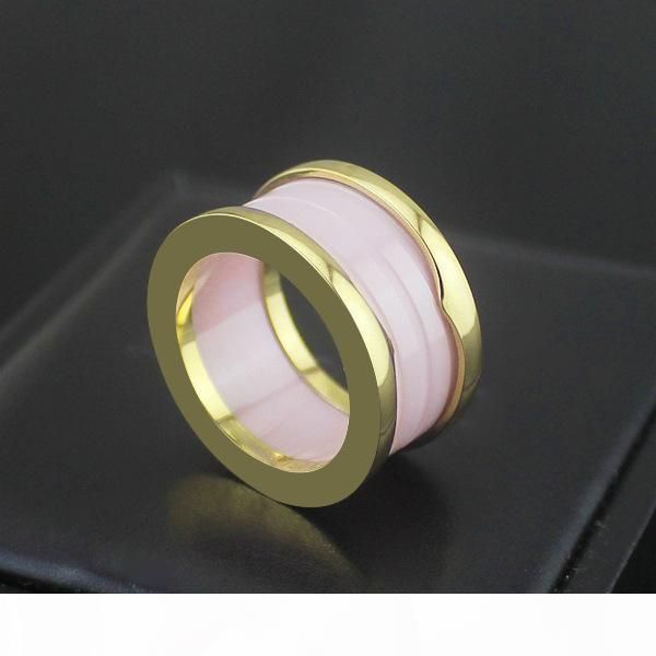

stainless steel circular version pink ceramic ring pink ceramic ring couple rings for woman and man, Silver