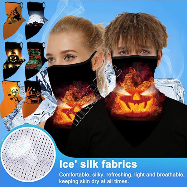 

creative halloween masks halloween variety magic turban triangle bike mask towel riding mask scarf sports party masks pumpkin print d81806, Red;brown