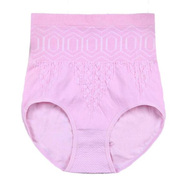 

women lady indoor cotton women high waist tummy control body shaper underwear slimming seamless briefs, Black;pink