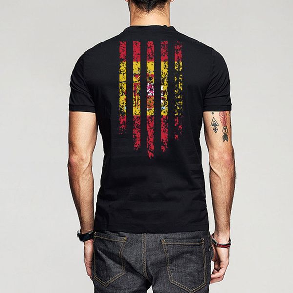 

2019 spain flag print men t shirt summer o-neck cotton t-shirt
