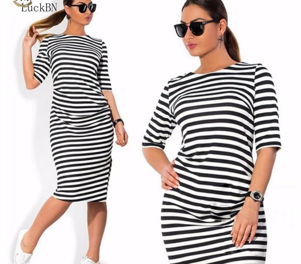 

quality women clothes white black zebra striped dress fashion bodycon cotton blends autumn dresses plus size casual dress 6xl, Black;gray
