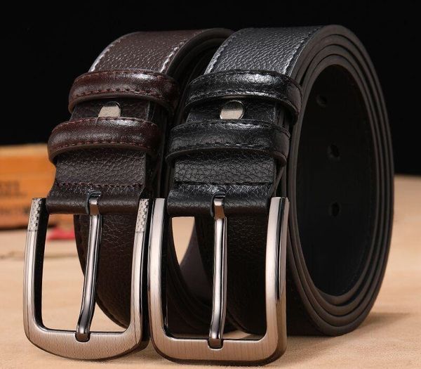 

Belt Men Women Belt Genuine Leather Belts Pants Waist Belts Gold Silver Black Smooth Buckle