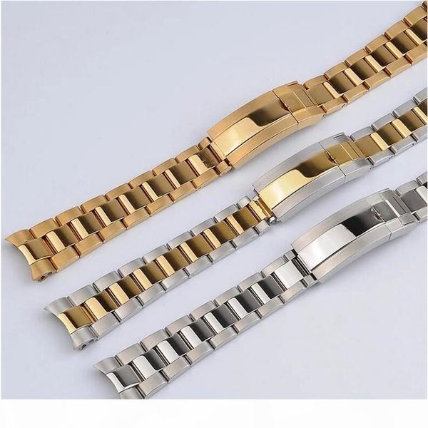 

watchband 20mm watch band strap 316l stainless steel bracelet curved end silver watch accessories man watchstrap for, Black;brown