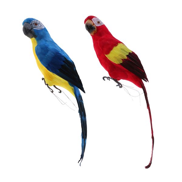 

2pcs large artificial parrot bird realistic home decor budgie taxidermy blue