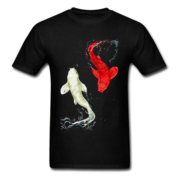 

koi fishes t-shirt for man lucky birthday gift t shirt black tshirt unique asian style clothing yin yang tees ing