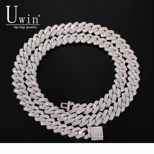 

uwin prong 13mm cuban chain micro pave cubic zircon mixed bling bling full iced out charms hiphop jewelry, Silver