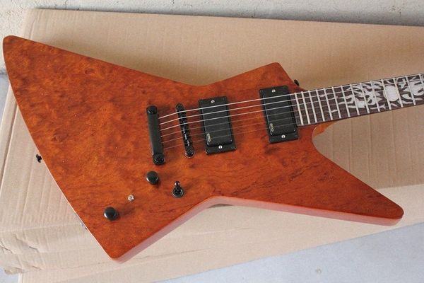 

james hetfield brown heavy metal explorer electric guitar sun mop fingerboard inlay & red light side dot active emg pickups 9v battery x6kw#