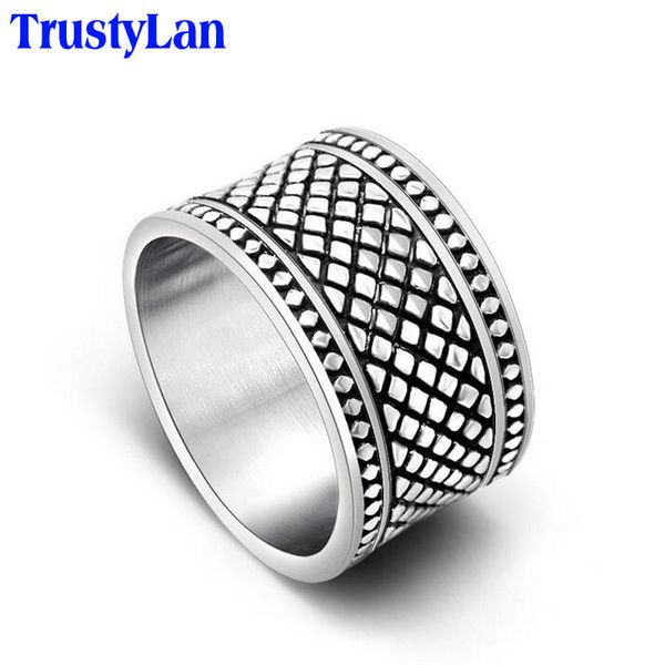 

cluster rings trustylan super 13mm wide cool man ring male stainless steel mens big size 12 13 quality jewelry punk accessories 2021, Golden;silver