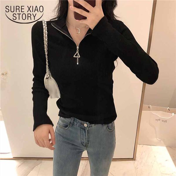 

autumn winter knit sweater korean style turtleneck long sleeve sweater hong kong slim bottom pullover slim fit office lady 11043, White;black