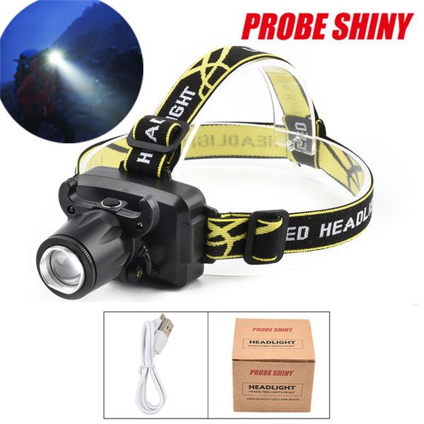 

headlamps probe shiny ledt6 strong head light head-mounted rechargeable headlight outdoor adventure wholesale lighting headlights #2a14