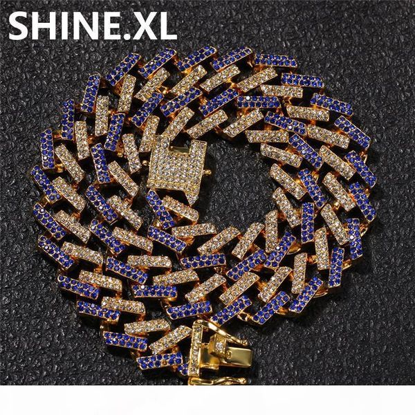 

15mm multicolor майами кубинского ожерелье цепи напыщенной личность имитация золото алмазы mens hip hop подарок ювелирных изделия, Silver