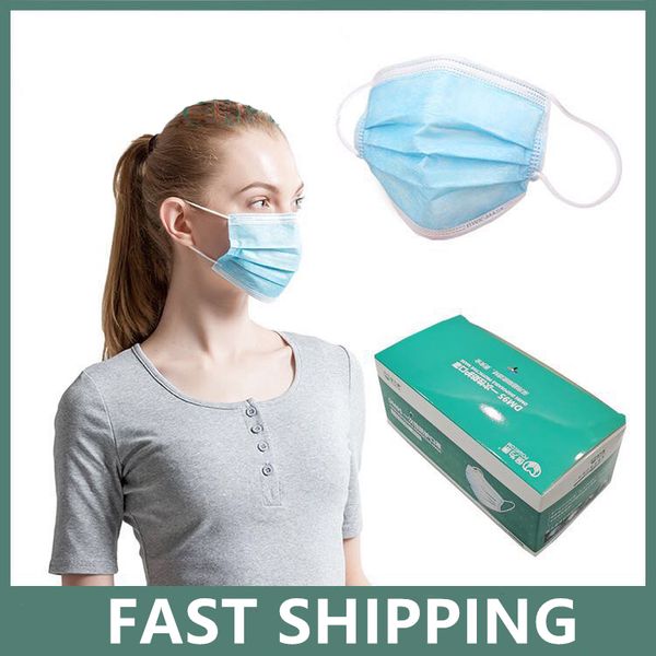 

50pcs/ disposable facemasks 3 layers non woven anti dust mouth mask soft breathable face masks protective mask facemasks