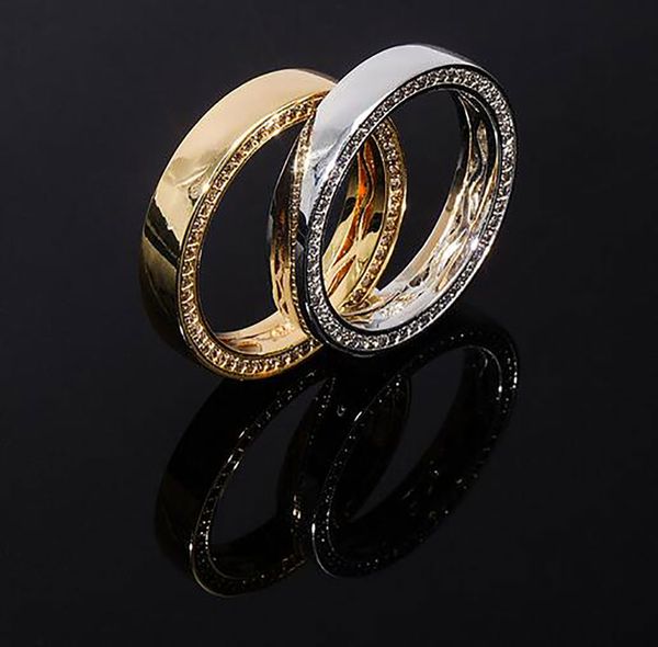 

925 sterling silver 360 eternity rings cubic zirconia gold polish hip hop ring for christmas lover festival men women gifts