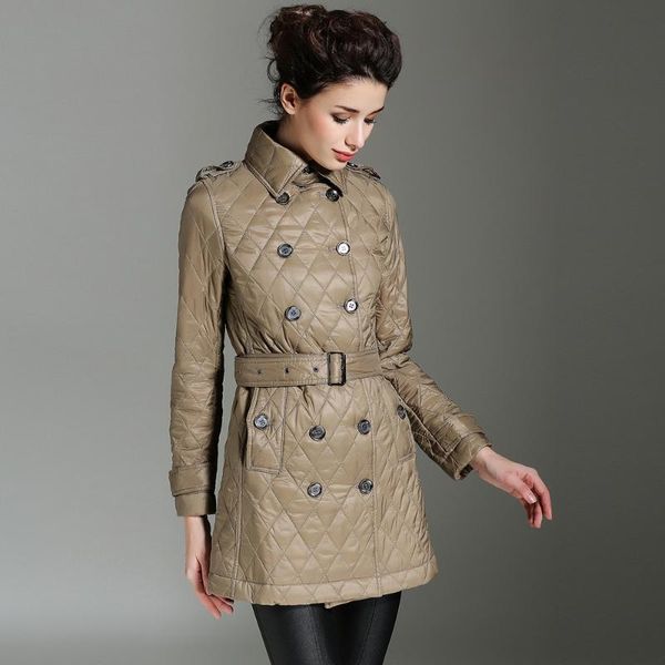 

women's down & parkas cotton clothes women winter lapel warm lozengge europe and the united states autumn outfit medium long plus-size, Black