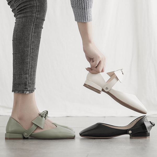 

chic women flats fashion butterfly-knot loafers female adjustable slip-on ladies office shoes low heel new spring women shoes, Black