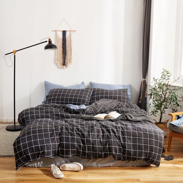 

geometric plaid bedding set duvet cover flower sheet bed king  size bed set gray cute bedding quilt cover simply