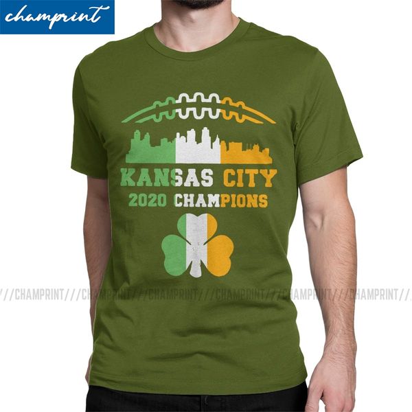 

men kansas city irish 2020 champions football t shirts st patrick's day irish cotton clothing awesome tee shirt printed t-shirts