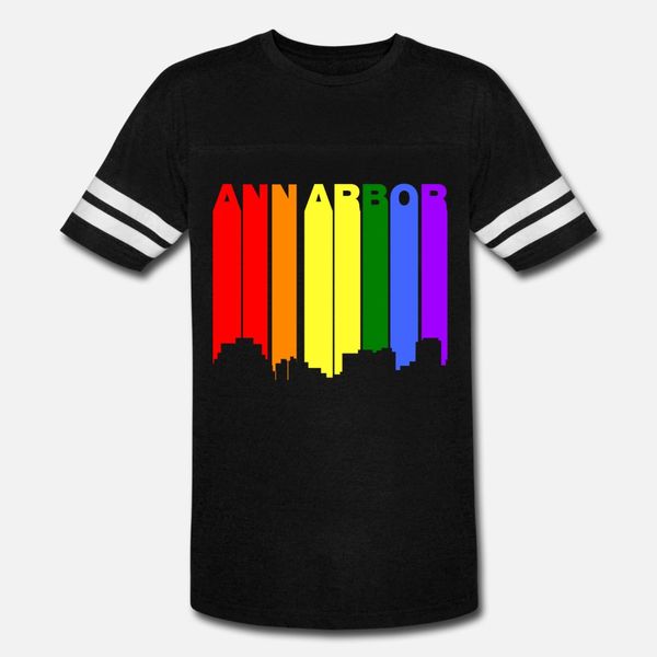 

ann arbor michigan gay pride радужной skyline тенниска мужчина отпечатанные 100% хлопок o шеи сплошного цвета солнечной света смешные повсед
