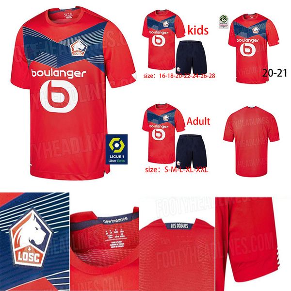 

20 21 losc lille soccer jerseys home away third maillot de foot sanches osimhen bamba yazici man kit kids football shirts, Black;yellow