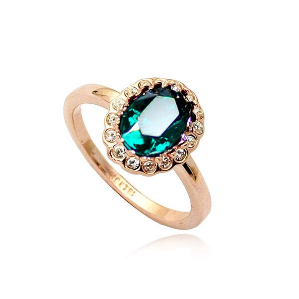 

moonrocy rose gold color rings new drop shipping wholesale austrian green crystal rings fashion bijouterie for women gift, Golden;silver