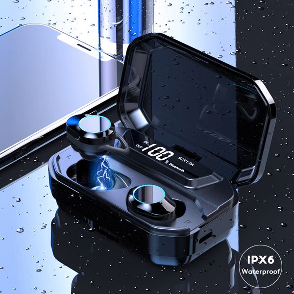 

g02 wireless bluetooth headset 5.1 tws binaural touch g02 with digital display sports waterproof wireless headphones black private mode
