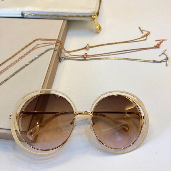 

155s gold/nude round sunglasses brown shaded occhiali da sole firmati women glasses oversized sunglasses with box, White;black