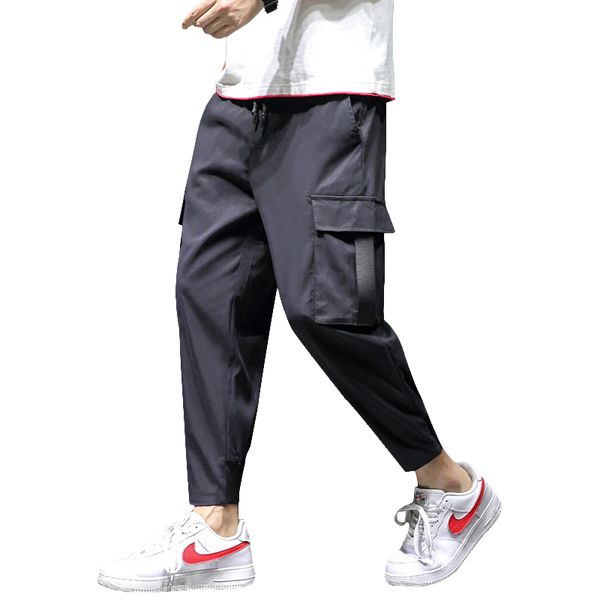 

fashion casual cargo pants men's harem port style men's casual pants sports capris large size, Black