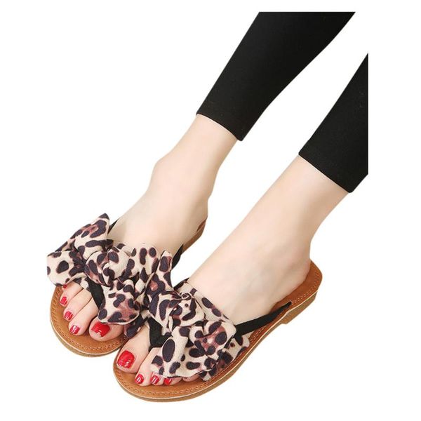 

новое слово casual лук leopard flat женская тапочки женская летняя обувь, Black
